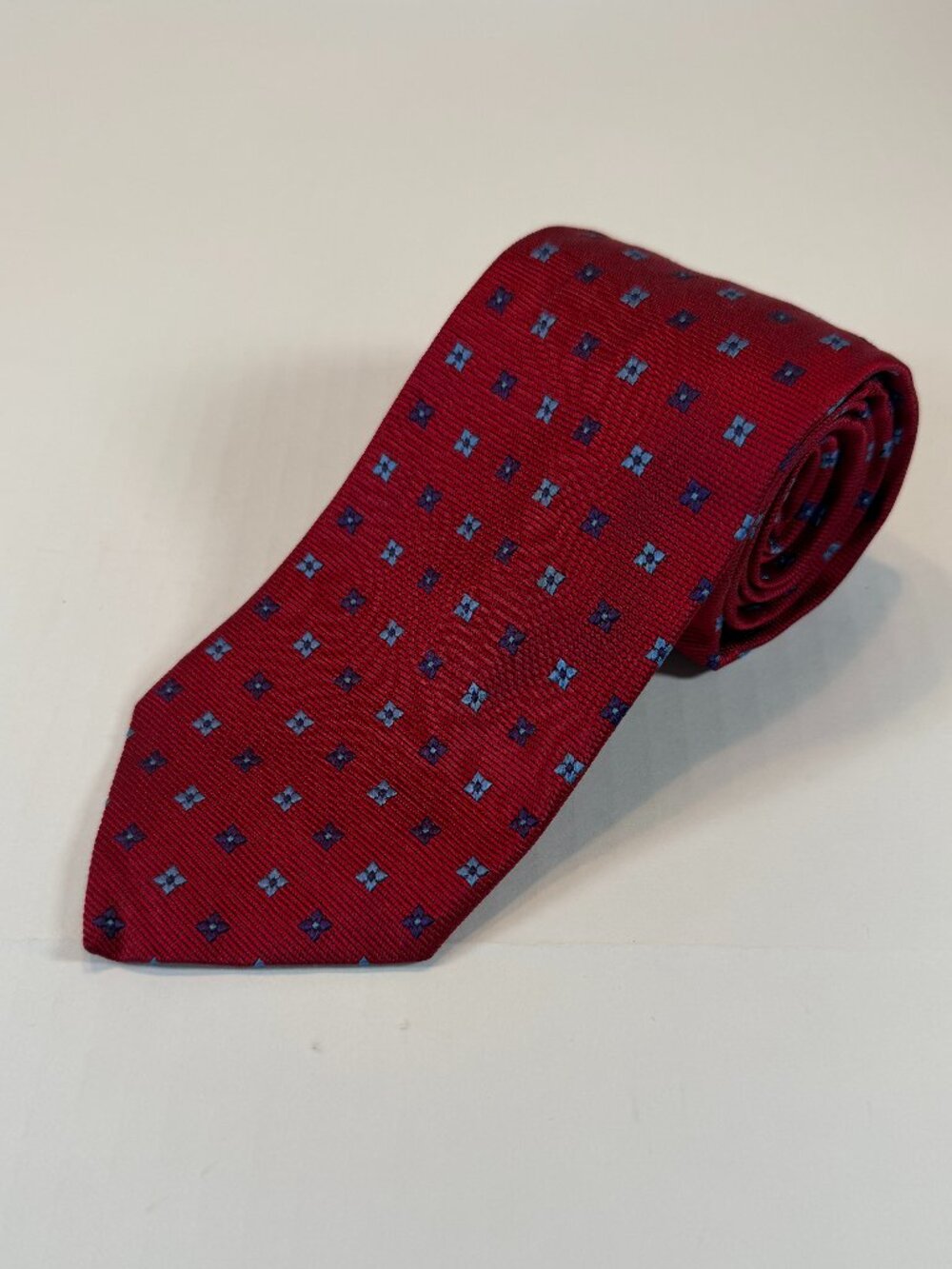 Brooks Brothers Makers XL Tie Red Blue Geometric Pure Silk 63” Made in USA